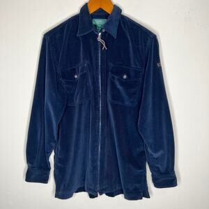 LRL Ralph Lauren Jacket SMALL Corduory Shacket Full Zip Navy Blue Winter Cotton